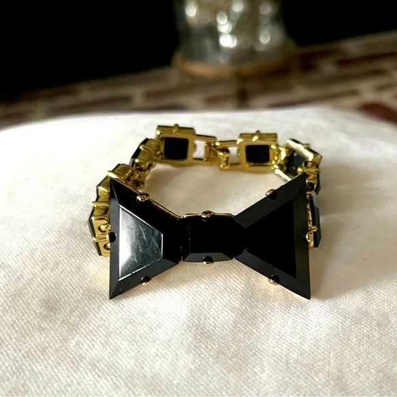 RARE KATE SPADE BLACK TIE OPTIONAL CRYSTAL BRACELET - Picture 3 of 5